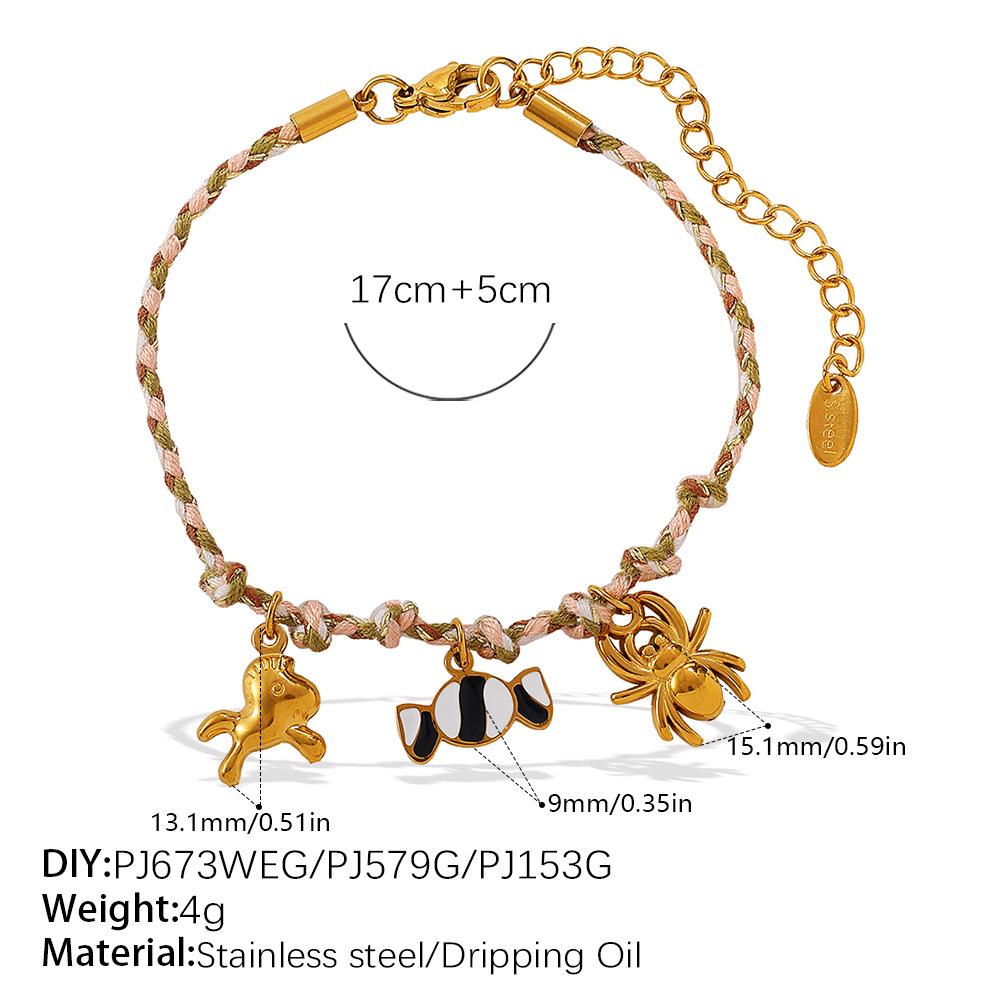 Vintage seaside style DIY freshwater pearl pendant bracelet stainless steel gold-plated ceramic pendant necklace female