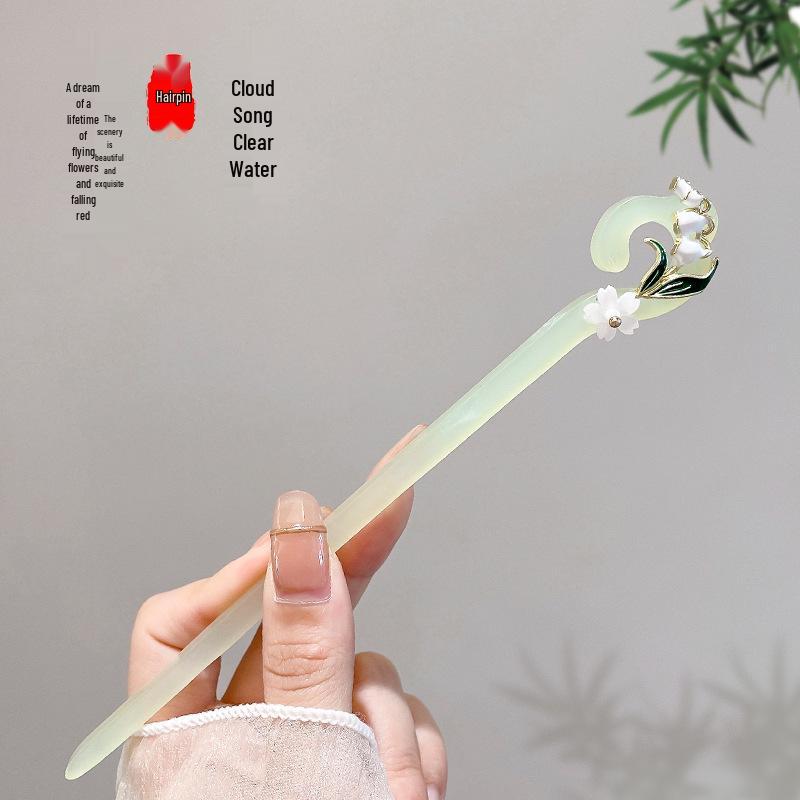 Elegant Retro Tassel Hairpin for Hanfu Updo - Women's Chinese Style Metal Hair Clip