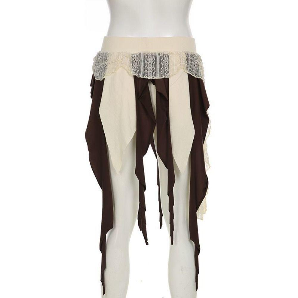 Mesh Flower Girls Short Mini Skirt High Waist Splicing Irregular Skirt Tassel Mini Skirts  Summer