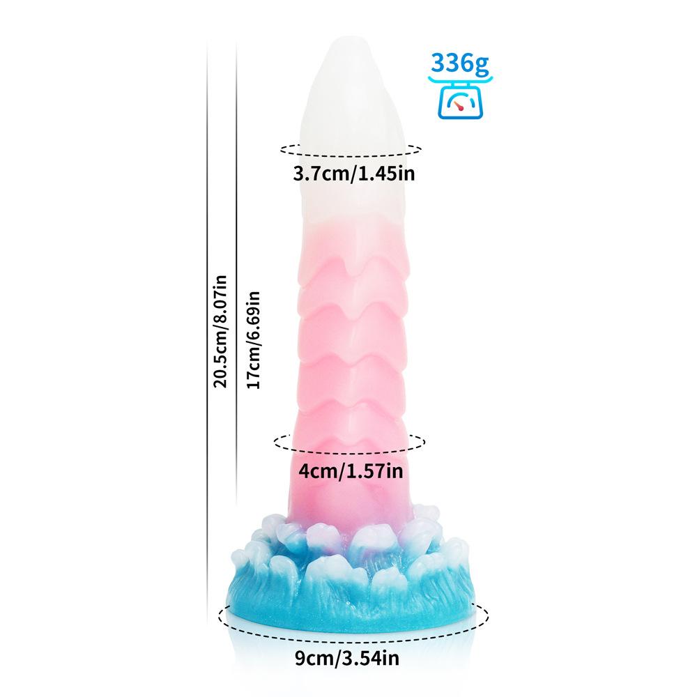 Mixed Color Glow in The Dark Dog Dildo Alien Simulation Penis Fake Penis Male and Female Flirting Masturbator Sex Toy