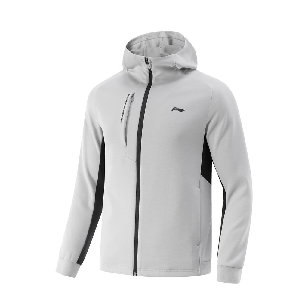 Li Ning Comfortable Casual Minimalist Versatile Hooded Zipper Color Block Jacket Men Jackets AWDVD39-1