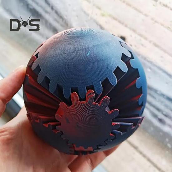 3D Printed Gear Ball Toy Stress Anxiety Relief Spin Ball Cube Plastic Travel Portable Gear Ball Sensory Fidget Toy Kids Adults Gift
