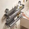 Modern Minimalist Suction Cup Bathroom Shelf With Hooks For Home Organization