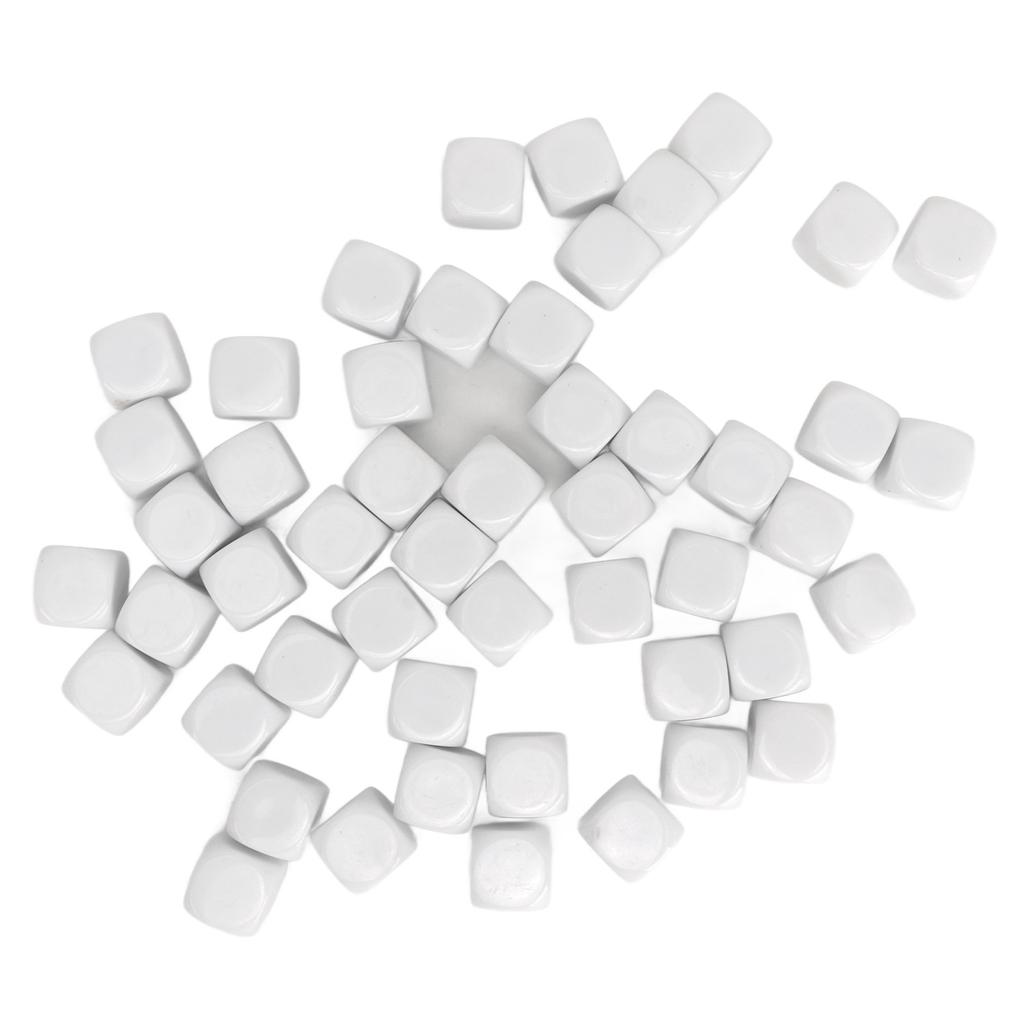 50PCS Blank Six Sided Dice Round Corner Plastic 0.6in Dice Cubes for Board Games DIY Sticker Math