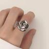 Adjustable Open Ring Men Women Vintage Bohemian Style Plated Geometric Animal Motif Band With Cross Design