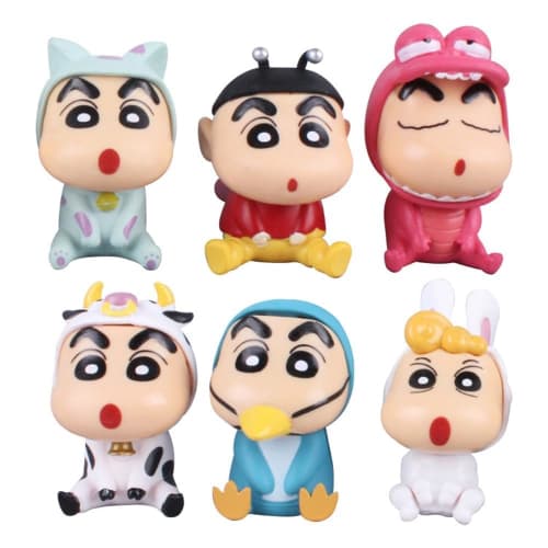 Set of 6 Crayon Shin-chan Figures, Car Ornaments, Home Decor, Figure Model Decorations, Crayon Shin-chan Figures, Doll Models, Anime Ornaments, Deskto