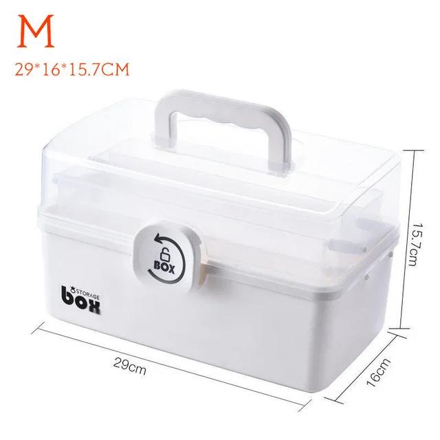 3-Tier Medicine Storage Box First Aid Kit Container Portable Plastic Medicine Storage Organizer Multipurpose Drug Distribution