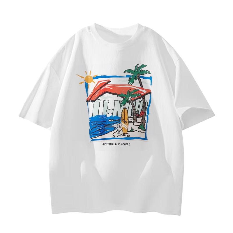 

Li-Ning Loose Comfortable Round Neck Hand-Painted Pattern Printed Casual Sports Short Sleeve T-Shirt Unisex Tops ASLW552-1 M