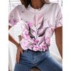 Korean Women's Harajuku Summer T-Shirt 3D Flower Graphic Short Sleeves O-Neck Fashion Tee Leisure Top Clothing