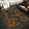 Modern Abstract Lines Area Rug Orange and Blue Wavy Pattern Carpet Suitable for use as an anti-slip for living room bedroom sofas