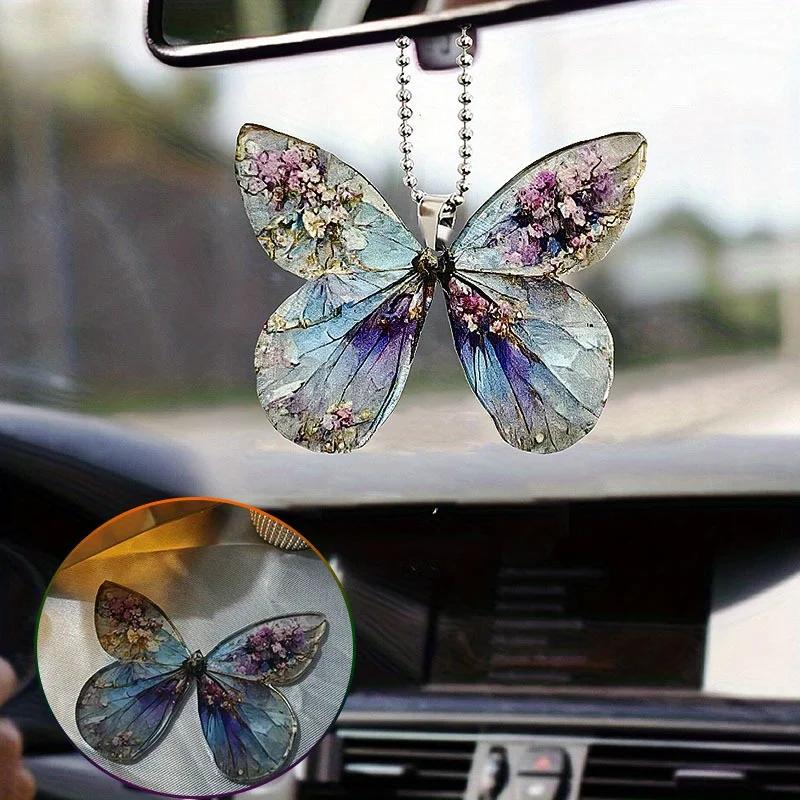 1pc Acrylic Butterfly Car Pendan Fashion Keychain T Car Interior Accessories Pendant Couple Gift Home Decoration Gift