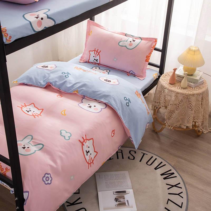 Three-piece Cotton Bed Linen Quilt Cover Pillowcase Bed Sheet Single Bed Set