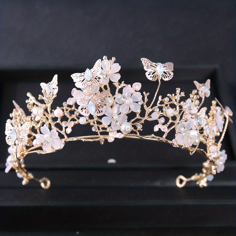 Corona Nuziale Accessori per Capelli Matrimonio d'Oro Strass di Cristallo Tiara e Corone da Sposa Accessorio per Capelli Diadema Ornamento per Capelli
