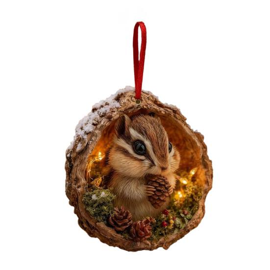 

Forest Animal Christmas Ornaments 2D Acrylic Woodland Creature Hanging Ornament Gift for Nature Lovers D