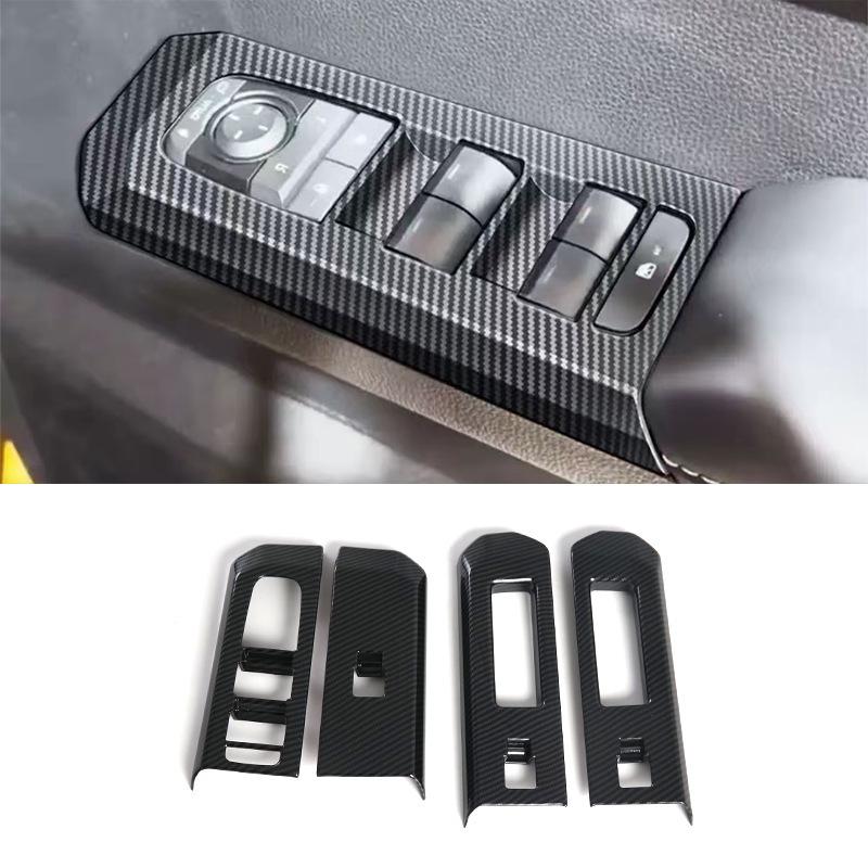 For Toyota Hilux 2026 Carbon Fiber Pattern Window Switch Panel Gear Shift Frame Steering Wheel Trim Mirror Cover Car Accessories