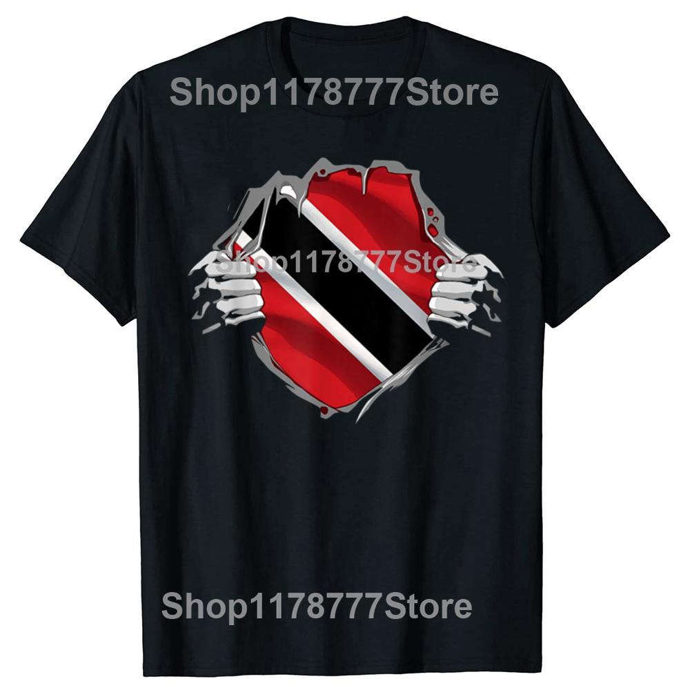 Funny Trinidad Flag Trinidadian T Shirts Cotton Streetwear Birthday Gifts Unisexs Clothing Fashion Casual Loose Oversized T Shirt