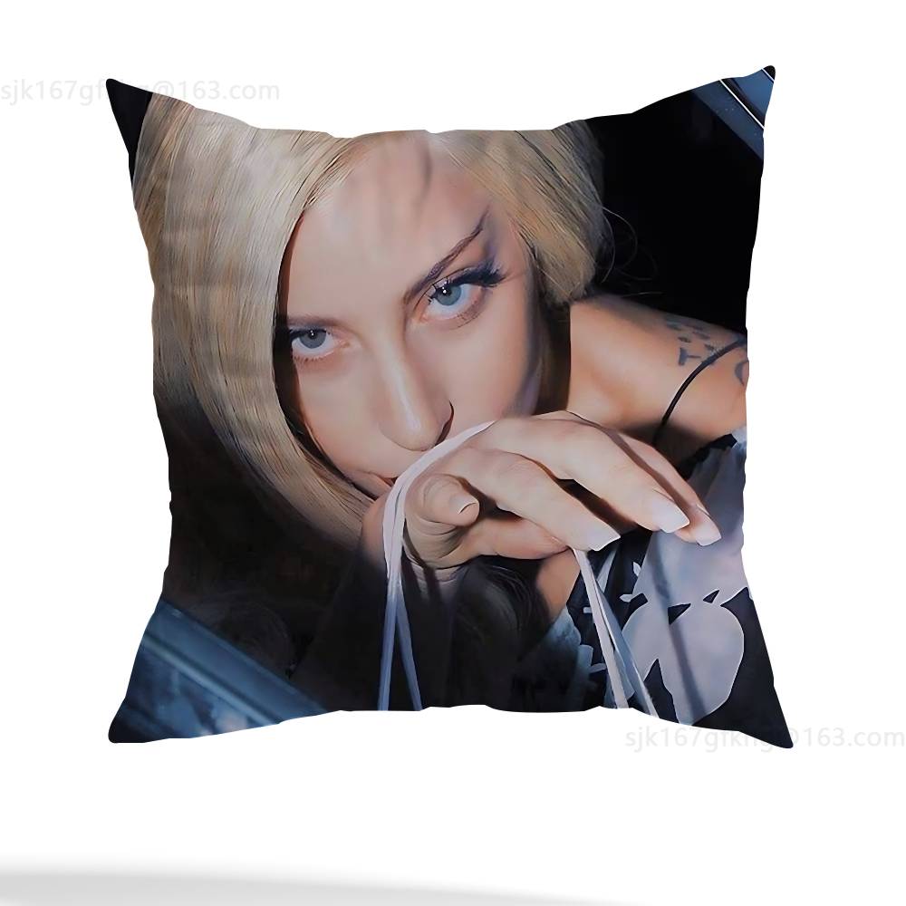 Singer L-Lady Gaga Pillow Case Anti-dustmite Pillowcase Invisible zipper silky short plush Sofa cushion cover