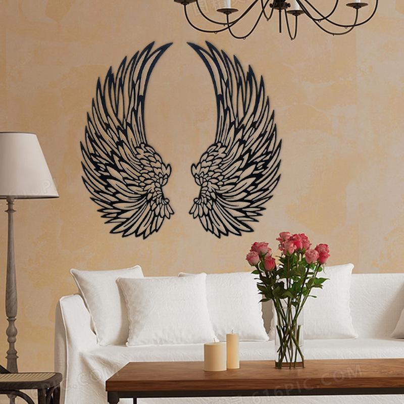 Angel Wings Carved Metal Wall Art with Light