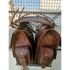 Motorcycle Brown Leather 2 Bags Side Extra Seat Pouch Saddlebags Saddle Panniers