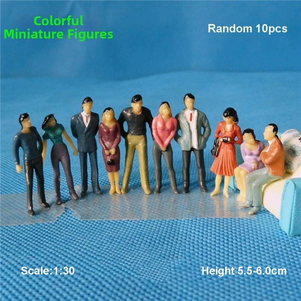 10pcs Mixed Color Building People Mixed Pose Passengers Train Scenery Figures Sand Table Model