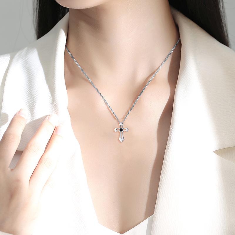 100 Languages 'I Love You' Cross Projection Necklace - Customizable Color Picture Pendant, Popular In Europe and America