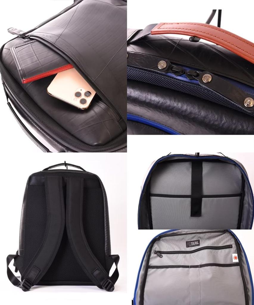 Seal Waterproof Slim Business Backpack with PC 2-Way Men's Case, PS-181SBK