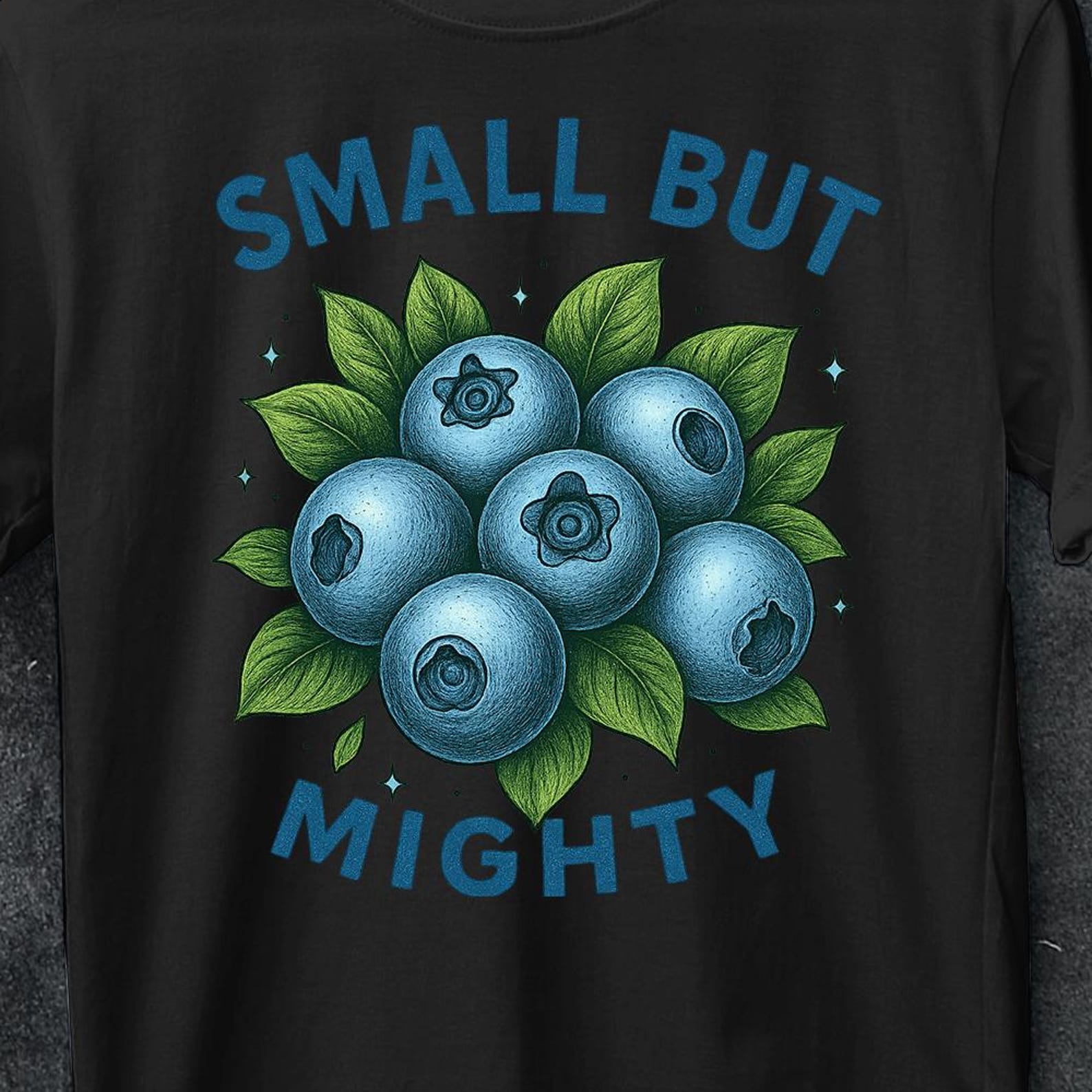 Blueberry Graphic Tee, Small But Mighty, Inspirational Blueberry Shirt, Small But Mighty Fruit Graphic Tee For Adults, Fruit graphic shirt XL