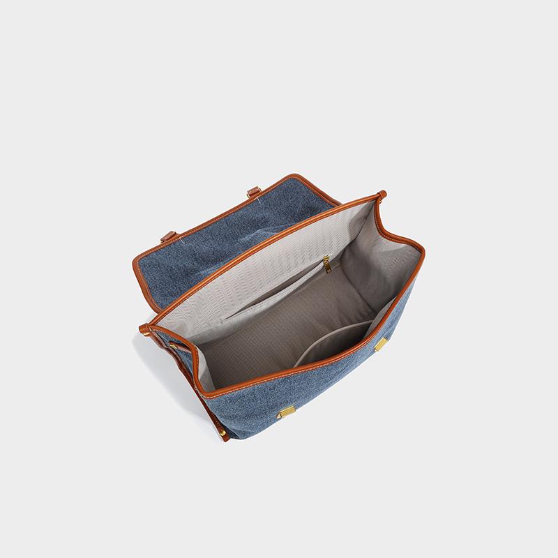 Large-capacity Travel Tote Bag for Women Wear-resistant Canvas with PU Leather Shoulder Bag  Summer Popular Cross-body Bag