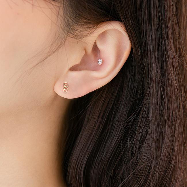Lunne 14K Twist Line Piercing (14K Gold) (Bar Thickness 1Mm) #Pib04