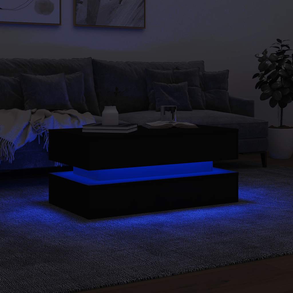 LED Coffee Table Black 90 X 50 X 40 Cm