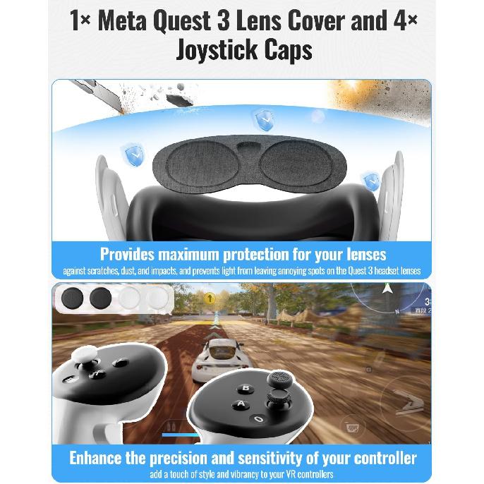 Silicone Face Pad kit for Meta Quest 3, Soft, Durable, Washable,Sweat-Proof,Lightproof Anti-Leakage Face Pad for Oculus/Meta Quest 3. Includes Meta