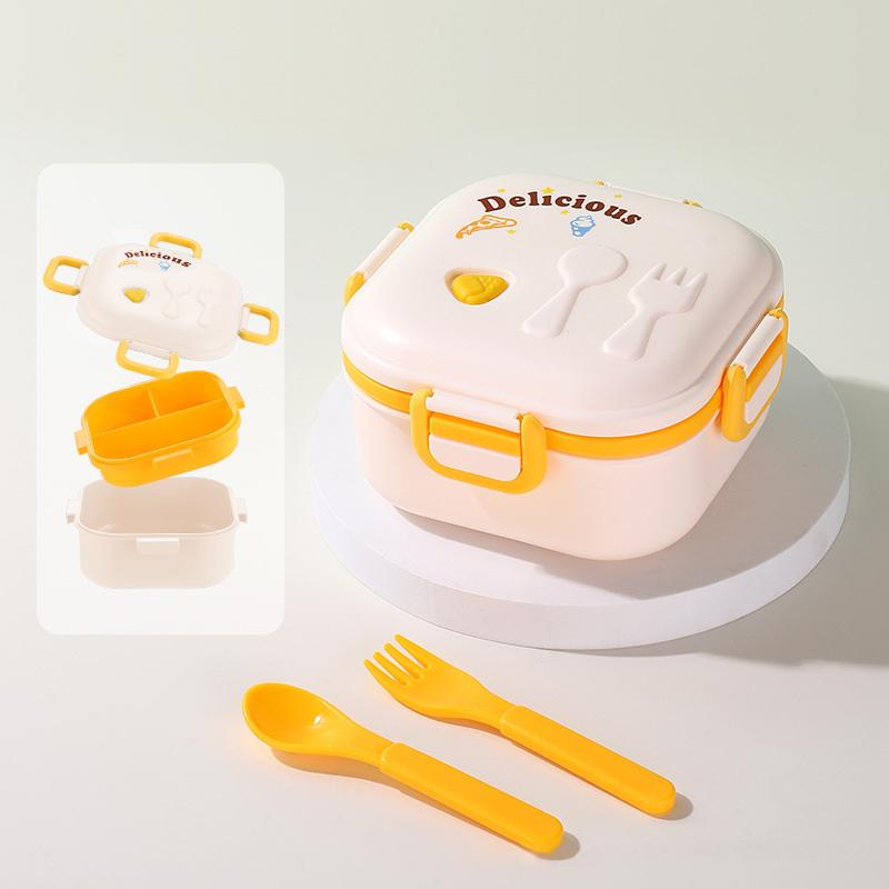 Мультяшный двухслойный ланч-бокс, пригодный для микроволновой печи, изолированный ланч-бокс, японский ланч-бокс, подогреваемый, портативный, герметичный ланч-бокс
