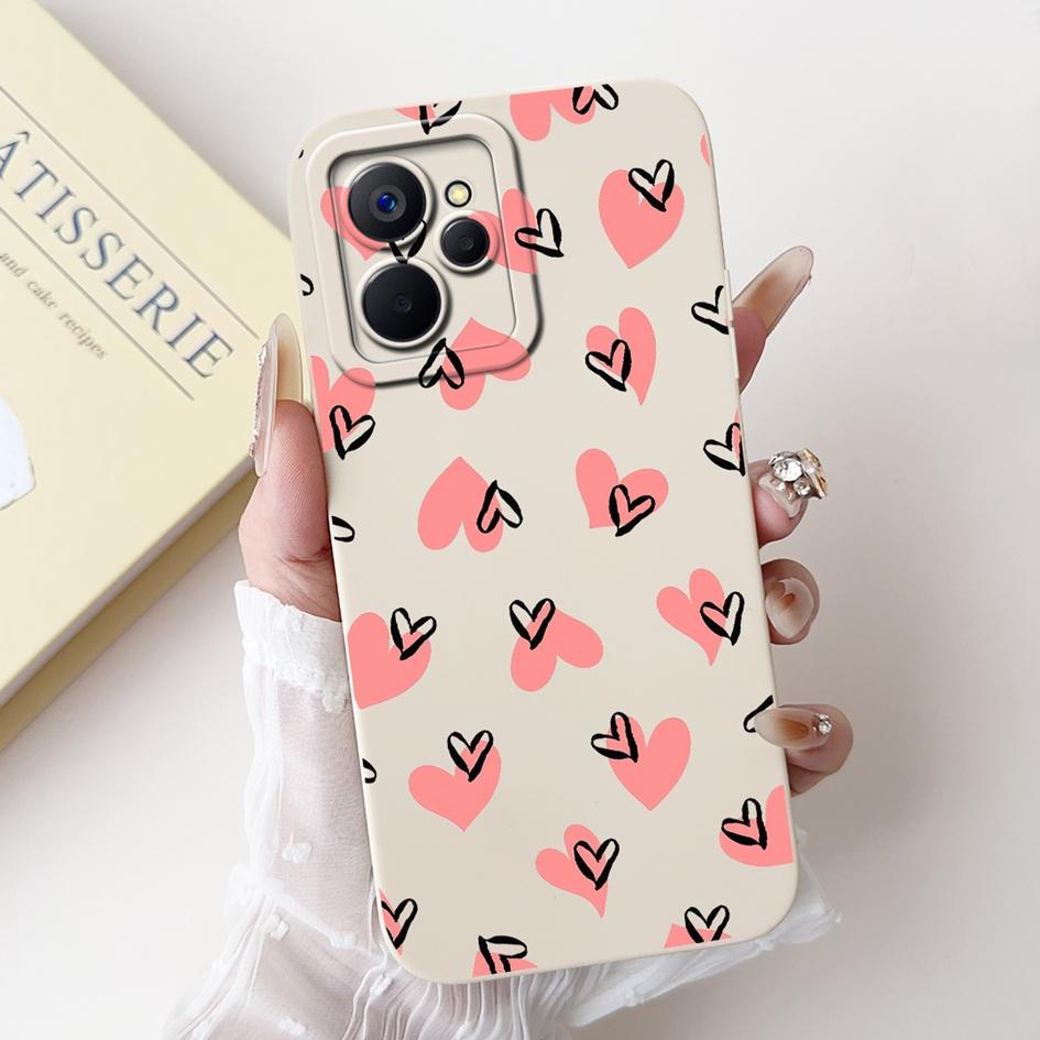 For Realme 9i Case Cool Fashion Flower Marble Sunset Soft Liquid Silicone Lens Protective Cover For Realme 9i 5G Realme9i Bumper