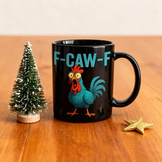 Funny Coffee Mug F-Caw-F Chicken Mug Ceramic 350ml Hot Cold Drinking Cup Dishwasher Safe Novelty Gift