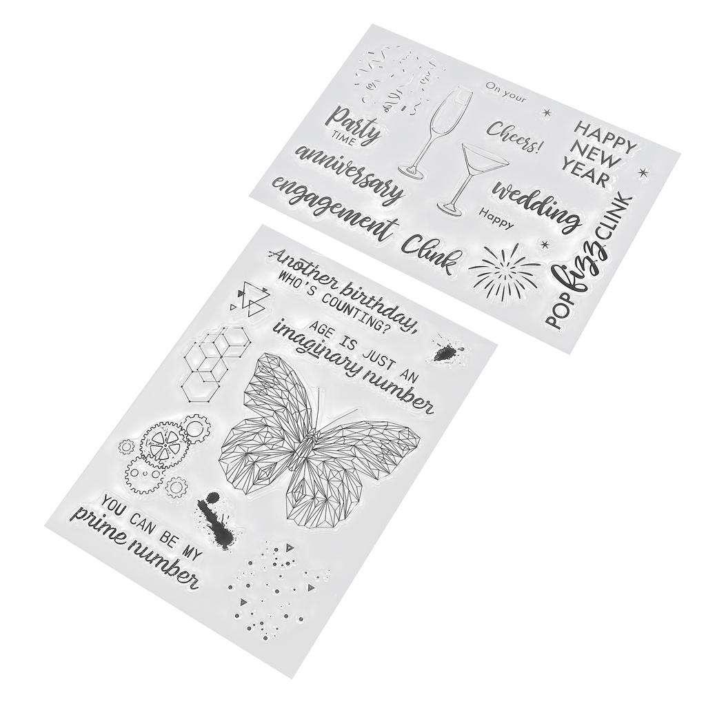 2Pcs Clear Stamp Set TPR Clear Imprint Healthy Nonirritating Recyclable Practical Transparent