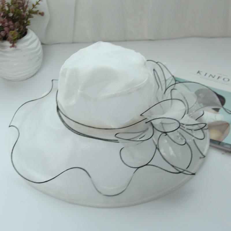 Korean Retro Floral Mesh Sun Hat - Women's Summer Fedora