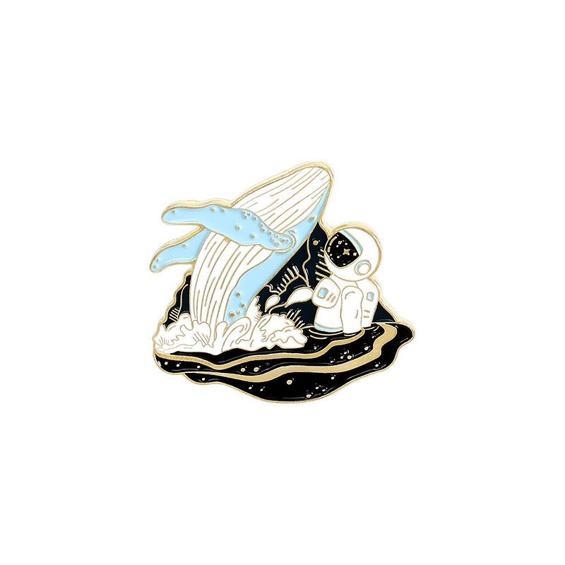 Whale Astronaut Drifting Bottle Metal Design Badges Brooch Enamel Pins Label Bag Backpack Jewelry Boy Girl Gift
