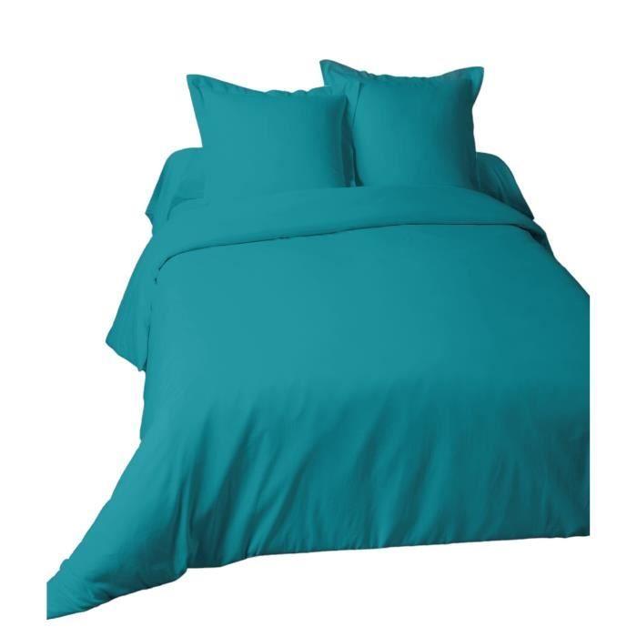 Housse De Couette 220 X 240 Cm Uni Bleu Canard Alice