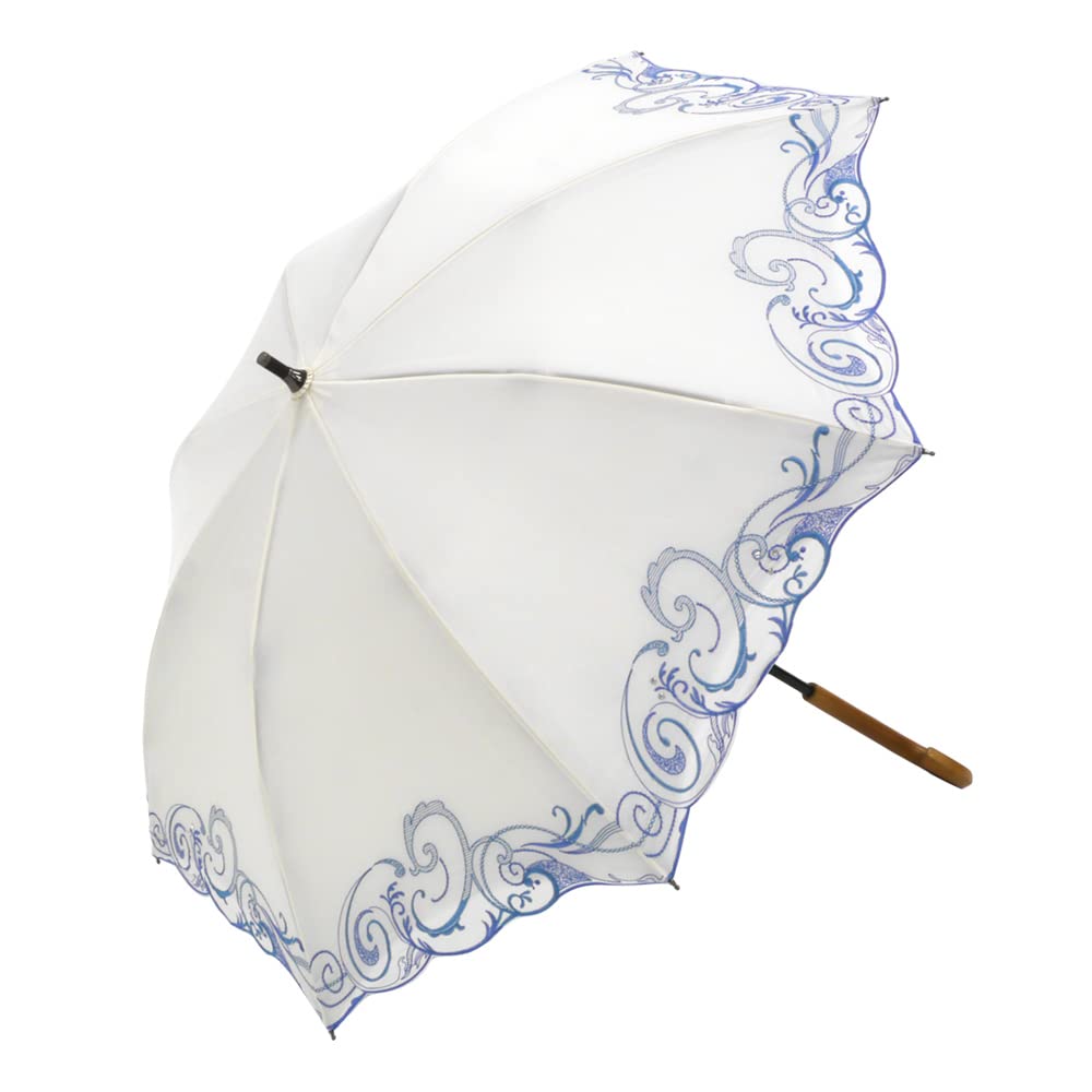 

сокращение от sun и 1st class heat UV cool x [Chinoiserie Modern] Зонтик, зонт от солнца, дождь, затемнение, экранирование, защита, затененный, (белый синий)