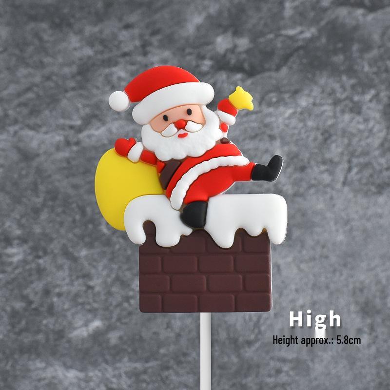 Popular Soft Glue Christmas Cake Ornaments: Santa Claus & Snowman Inserts for Holiday Party Desserts