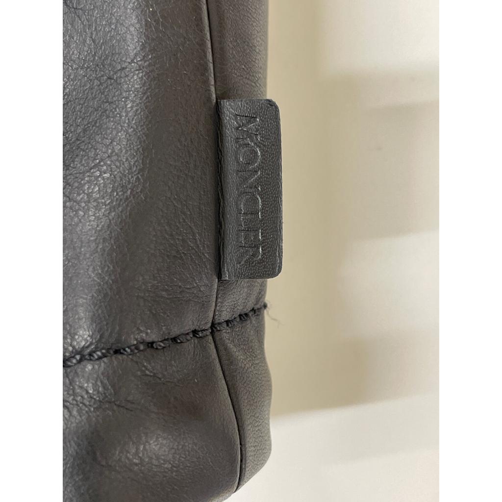 MONCLER [Good Condition/Domestic Regular] MASSART Lamb Leather x Nylon Double Riders Jacket 4 blackUsed