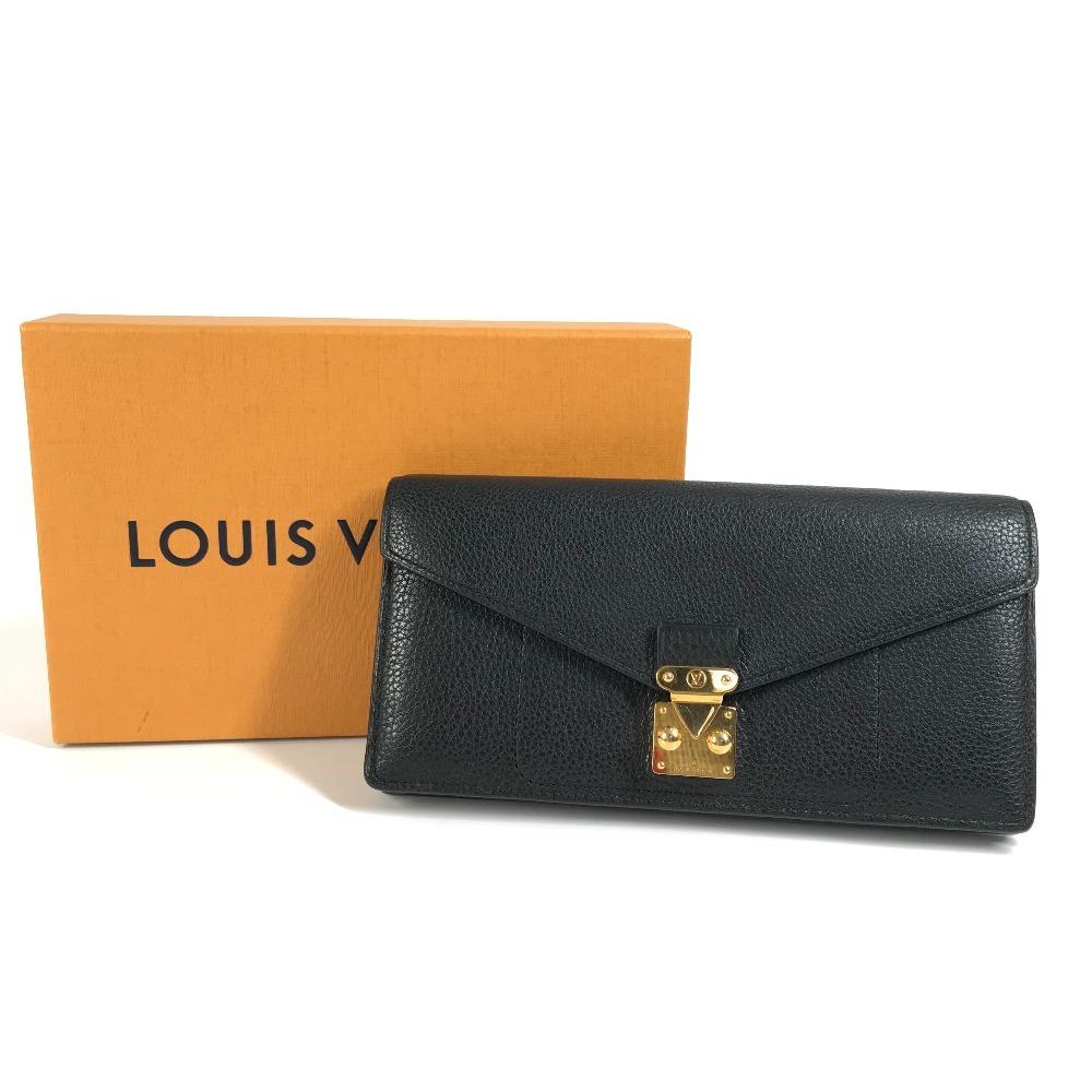 Louis Vuitton Long Wallet Bi-fold Flap Long Wallet Calf leather Black