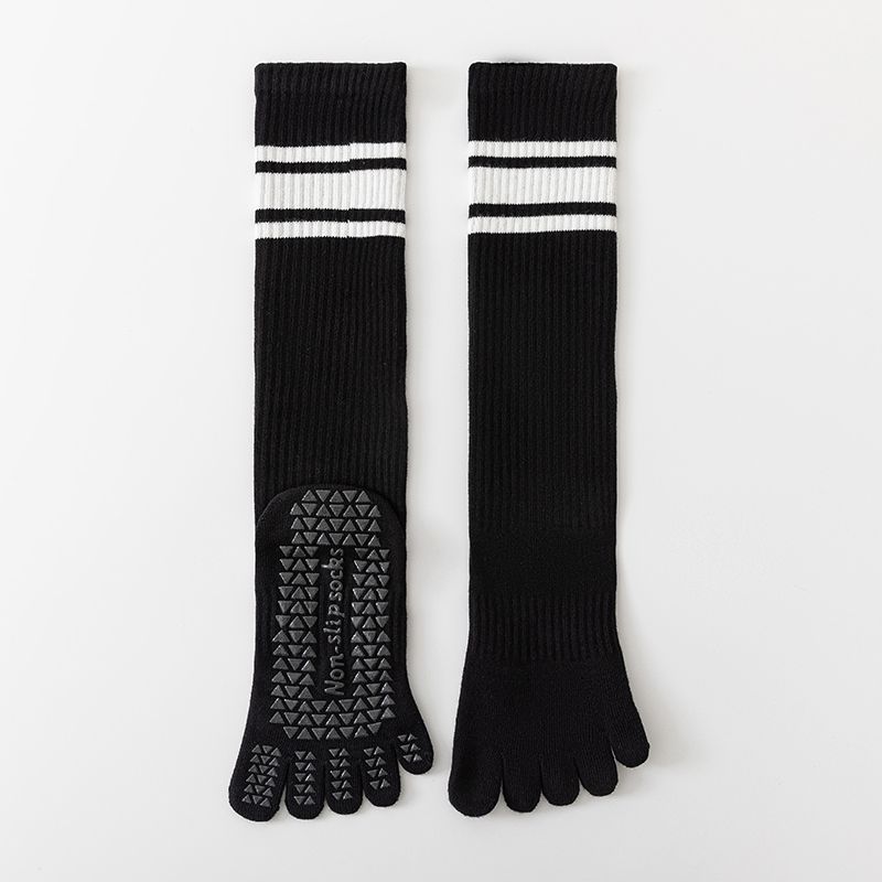 

Professional Hose Yoga Five-Finger Socks Women Pilates Fitness Running Pure Cotton Deodorant Silicone Non-Slip Split Toe Calf Black