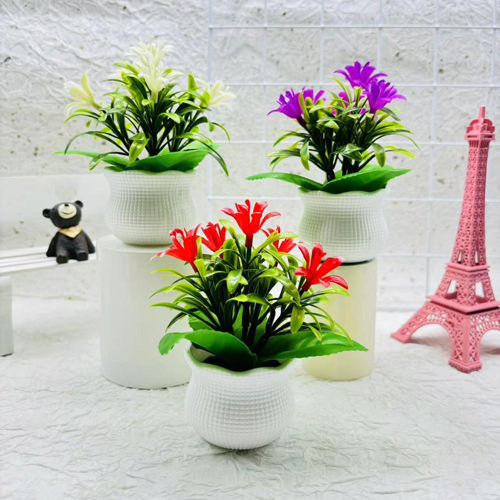 Artificial Orchid Group With Plastic Pot For Event Planning And Hotel Ornamentation