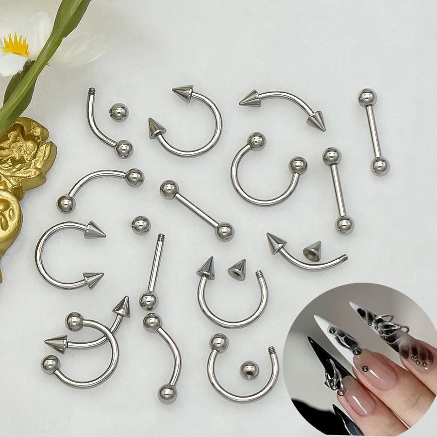 Detachable European & American Spicy Style Metal Nail Piercing Rivet Ornaments for DIY Nail Art.