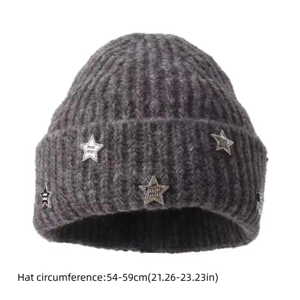 Five Pointed Star Ear Protecting Hat Thicken Beanies Cap Fashion Knitted Hat  Autumn And Winter
