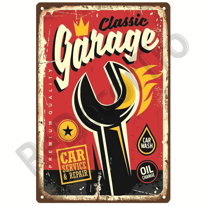 Garage Bil Retro Dekorativt Hus Metallskylt Plåt Affischer På Väggen Plåtskylt Vintage Affisch Dekor Väggkonst Rumsdekoration