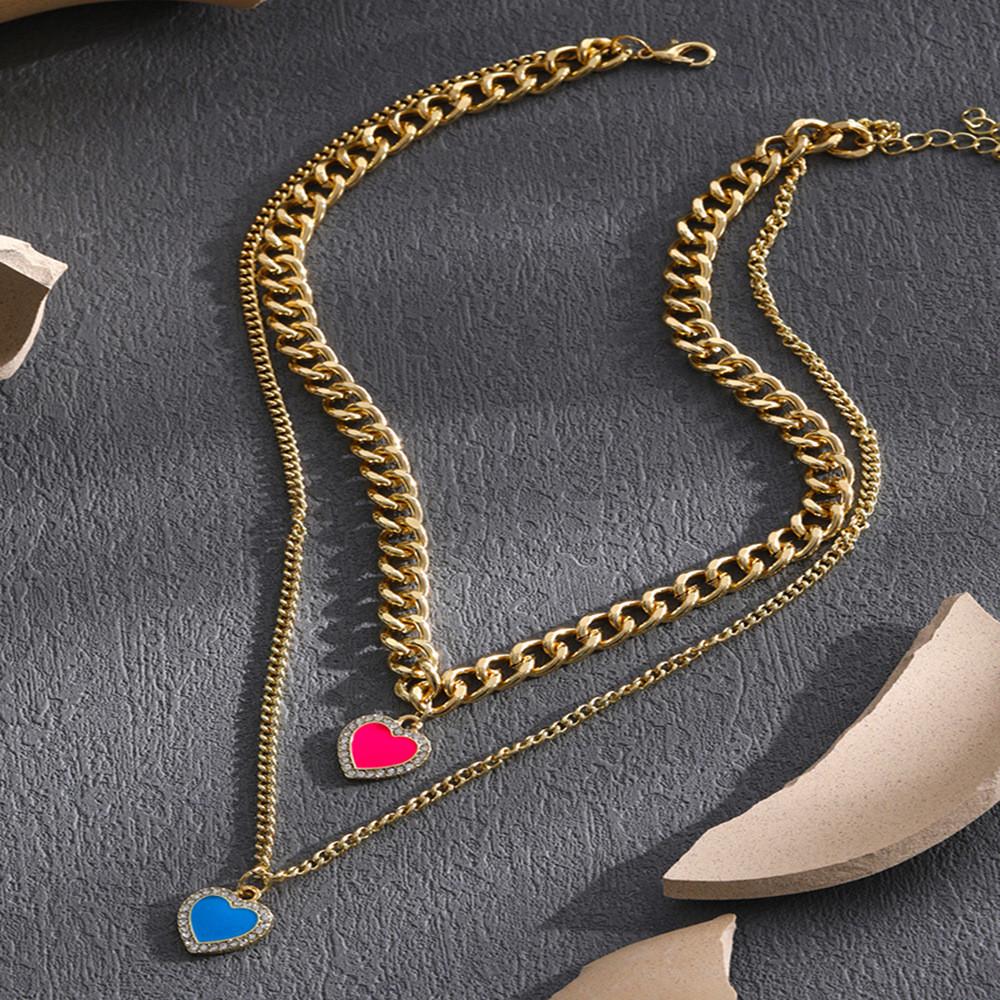 Elegant Multi-layer Heart Shaped Necklace For Women Chic Alloy Jewelry For Stylish Looks