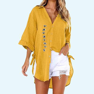 Damen T-Shirt mit V-Ausschnitt, Rundhalsausschnitt, ...