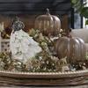 Halloweenská třpytivá dýňová ozdoba Blikající dýňová figurka Pryskyřičná soška Socha Domov Kancelář Podzimní Sváteční Sklizeň Festivalová Dekorace